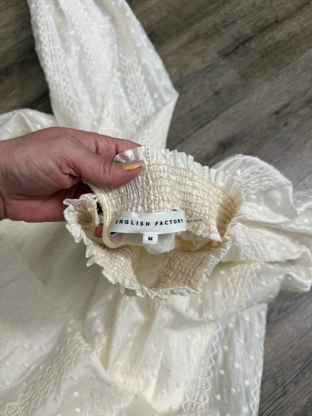English Factory • Embroidered Smocked Neck Organza Dress - Picture 7 of 16